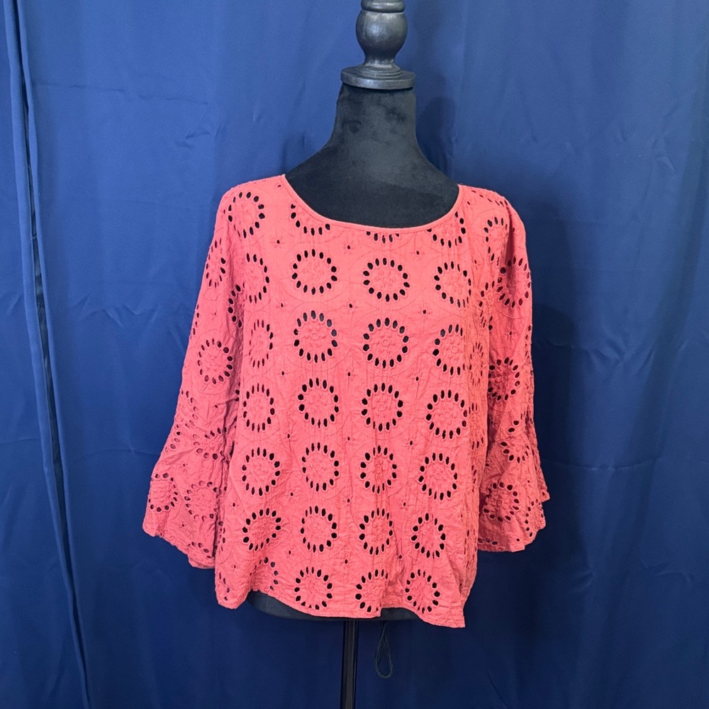 Soho Coral Eyelet Blouse